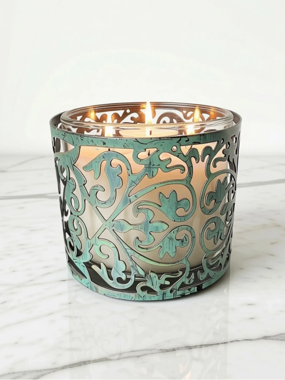 Bath & Body Works Verdigris Leaves Scrollwork Candle Holder